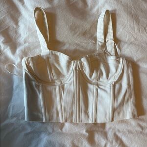 Alice and Olivia denim zip up top